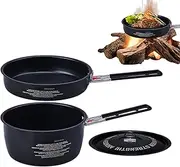 Camp Pots and Pans Set | Camping Frying Pans for Cooking | Even-Heating Frying Stewing Tools Detachable for RV Picnic Hunting Hiking Beach Trip Couples Family