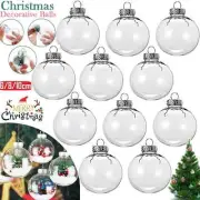 Clear Plastic Ball Christmas Baubles Fillable Xmas Tree Balls Ornament Decor