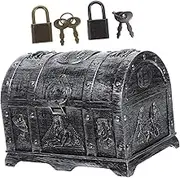 Zerodeko Multi-functional Pirate Box Plastic Treasure Box Storage Lock for Halloween Parties Decor