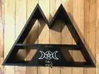 Moon Phase Crystal Shelf - Artistic Paulownia Wood - Witchy Room Decor.