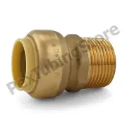 3/4" Sharkbite Style Push-Fit x 3/4" MNPT Lead-Free Brass Male Threaded Adapter