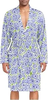 [ZZXXB] Blueberry Mens Sleepwear Robe Lightweight Nightgown Long Sleeves Spa Bathrobe with Pockets M-XL