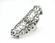 Filigree Adjustable Ring Antique Silver Plated Brass (19mm 9US inner size) 2662