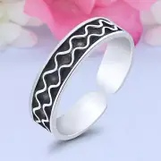 4mm Bali Design Band 925 Sterling Silver Toe Ring Thin Adjustable Toe Ring
