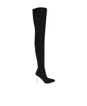 Balmain Quilted Panelled Medusa Sculpted-Heel Boots 38 Black