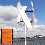 KK-GLL Wind Turbine Generator Kit, 3-Blade Low Noise Vertical Axis Wind Turbine Generator, Adjustable Windward Direction, Wind Power Generator for Marine, RV, Home, Windmill,2000w 48v 4m