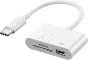 USB C SD Card Reader Compatible with iPhone 15/iPad/MacBook - Dual Slot Type C Memory Card Adapter for SD & MicroSD, Fast Transfer & Trail Camera Viewing (2-Port)