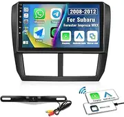 Car MP5 Player for Subaru Forester Impreza WRX 2008-2012 Car Radio with Apple Carplay Android Auto Mirror Link 9 Inch Touch Screen with Bluetooth FM SWC Dual USB Input+AHD Backup Camera