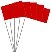 35 PCS Red Small Flag,15 Inch Steel Flagpole Mini Flag,Ground Marking Flags Decor,Petit Drapeau