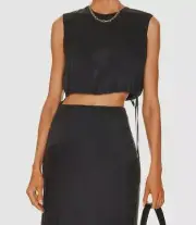 $495 Tove Women's Black Cecily Silk Chiffon Lined Crop Top Size 38