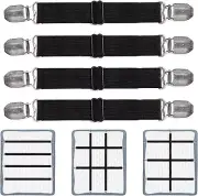 Adjustable Bed Sheet Clips, Sheet Fasteners Holder Straps and Suspender,