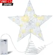 XZXWZX Christmas Tree Topper, LED Star Treetop with White Snowflake, Lighted Pen