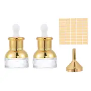 0.7 oz Clear Eye Dropper Bottle for Essential Oils, Short Flat Caps, Gold