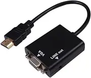 OSALADI High Resolutions to Vga Adapter with Audio 1920x1080 Support Black for Computer Projector Tv Monitor