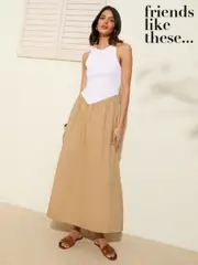 Friends Like These Natural Drop Waist 2 in 1 Midi Dress (F20059) | $92