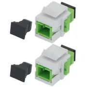 2 Pcs SC APC Fiber Optic Simplex Multi Mode Keystone Jack Coupler Snap In Green