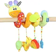 Stroller Activity Toy - Stuffed Giraffe Baby Stroller Toys with Squeaker - Sensory Activity, Portable Interactive Game for Ages 0-1 Kids