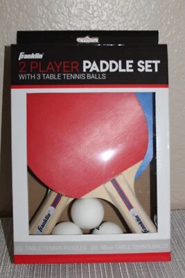 Franklin 2 Player Paddle Set w/ 3 Table Tennis Balls Red&Blue NEW 13@