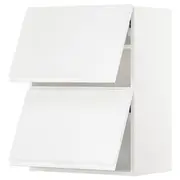 METOD wall cabinet horizontal w 2 doors, white/Voxtorp high-gloss/white, 60x37x80 cm