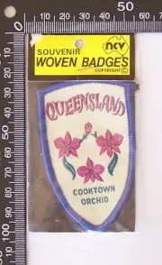 VINTAGE COOKTOWN ORCHID QUEENSLAND TRAVEL SOUVENIR PATCH WOVEN SEW-ON BADGE