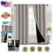 Grommet Top 108" Long Blackout Curtains in Warm Taupe - Noise Reducing Elegance