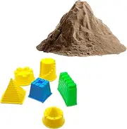 BullTek Natural Kinetic Sand 500g with 6 Shapes for Kids, Creative Sensory Sand Kit, Easy to Shape, Non Dry, for Art Activities and Educational Gifts (Brown)