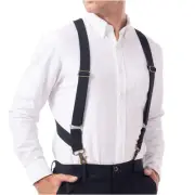 Hook On Suspenders for Men X Back with 2 Side Swivel Snap Hooks and 1.5 Inch ...