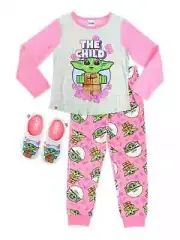 New Lego Baby Yoda 2 Piece Pajama Set with Matching Slippers 4/5 6/6X 7/8 10/12