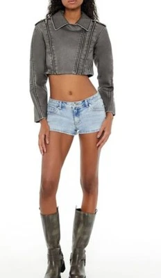 Women's Forever 21 Light Demin Denim Low-Rise Ring Shorts Size 24