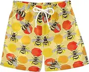 [ODAWA] Honeycomb Yellow Orange Childrens Swim Shorts Quick Dry Kids Swim Trunk with Adjustable Waist Beach Swim Trunk, Honeycomb Yellow Orange, 5 Years