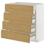 METOD / MAXIMERA base cab 4 frnts/4 drawers, white/Voxtorp oak effect, 80x37x80 cm