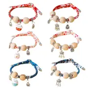 Camphor Wood Bead Collar with Bell Necklace for Cats and Dogs Pet Accessories