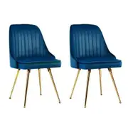 Artiss Dining Chairs Set of 2 Velvet Channel Tufted Blue