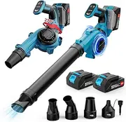 Cordless Leaf Blower 21V 6000Mah Battery Powered 160MPH 3 Speeds Electric Powerful Leaf Blower for Lawn Care, Blowing Leaves, Dust, Snow, Gravel for Patio, Yard, Garden Blue