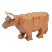 new LEGO Farm Animal Figure - Cow, medium-nougat with white blazed forehead
