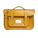 【The Leather Satchel Co.】12.5吋 英國手工牛皮劍橋包 手提包 肩背包 側肩包 多功能兩用包(芥黃)