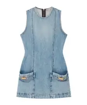 Stella McCartney Clasp-Embellished Washed Denim Mini Dress Light wash blue