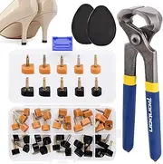 [Ranjaner] High Heel Replacement Tips, 20 Pairs Shoe Heel Repair with Anti-Slip Pad, Round and U Shape Shoe Hee-l Repair Kit, Stiletto Remove Pliers 5 Sizes (8-12.5mm), Black Beige, Black, 5