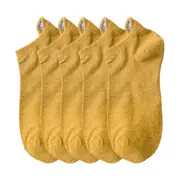 ANYSOX 5 Pairs One Size 4-5 Mustard Fashion Funny Unisex Stereoscopic Heel Embroidered Women Candy Color Cotton Short Cute Socks