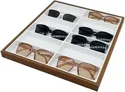[MOTRAIN] 12-Grids Wood Glasses Organizer, Sunglass Organizer Storage, Eyeglass Display Tray, Glasses Box Collection Case for Earing, Necklace, Bracelet, Rings and Accessories, 36 * 40 * 3cm