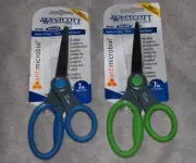 Westcott Anti-Microbial Scissors Soft Comfort Handle Blue & Green 7" Student NEW
