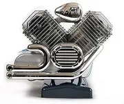 [Machine Works] MWHV2 Bulld Your Own V-Twin Motorcycle Engine Toy-Replica Model Building Kit-Features Sounds and Illumination, 150+ Pieces, 10+ Years, Multi