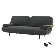 Levede Convertible Sofa Bed with USB Charge Side Table Dark Grey