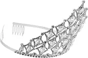 JOINPAYA Beauty Pageant Crown Princess Crown The Crown Headpiece with Comb Vintage Crown Wedding Hair Accessory Wedding Tiaras Crowns Wedding Headwear Bride Tiara Crown Silver Glass