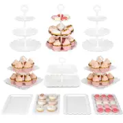 Pack of 10 Cake Stand Set with 3 x Two-Tier and 3 x Three-Tier Cupcake Stands...