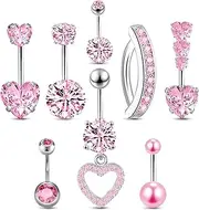 [UICCVOKK] Belly Button Bars Belly Bars Set, 8 Pcs Belly Button Rings Belly Button Piercing, Hypoallergenic Belly Ring, Navel Bars Set for Women, one size, Copper, No Gemstone