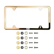 Fit Fiat Laser Etching Stainless Steel Polish RoseGold Slim License Frame w/Cap