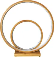 Natural Double Circle Bamboo LED Table Lamp Modern Scandi Minimal