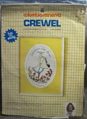 Vintage 1974 Columbia-Minerva Crewel "Stork Birth Sampler" 9"x12" FACTORY SEALED