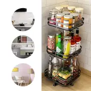 Kitchen Rotating Storage Spice Rack Organiser Round Bathroom Pantry Shelf Holder